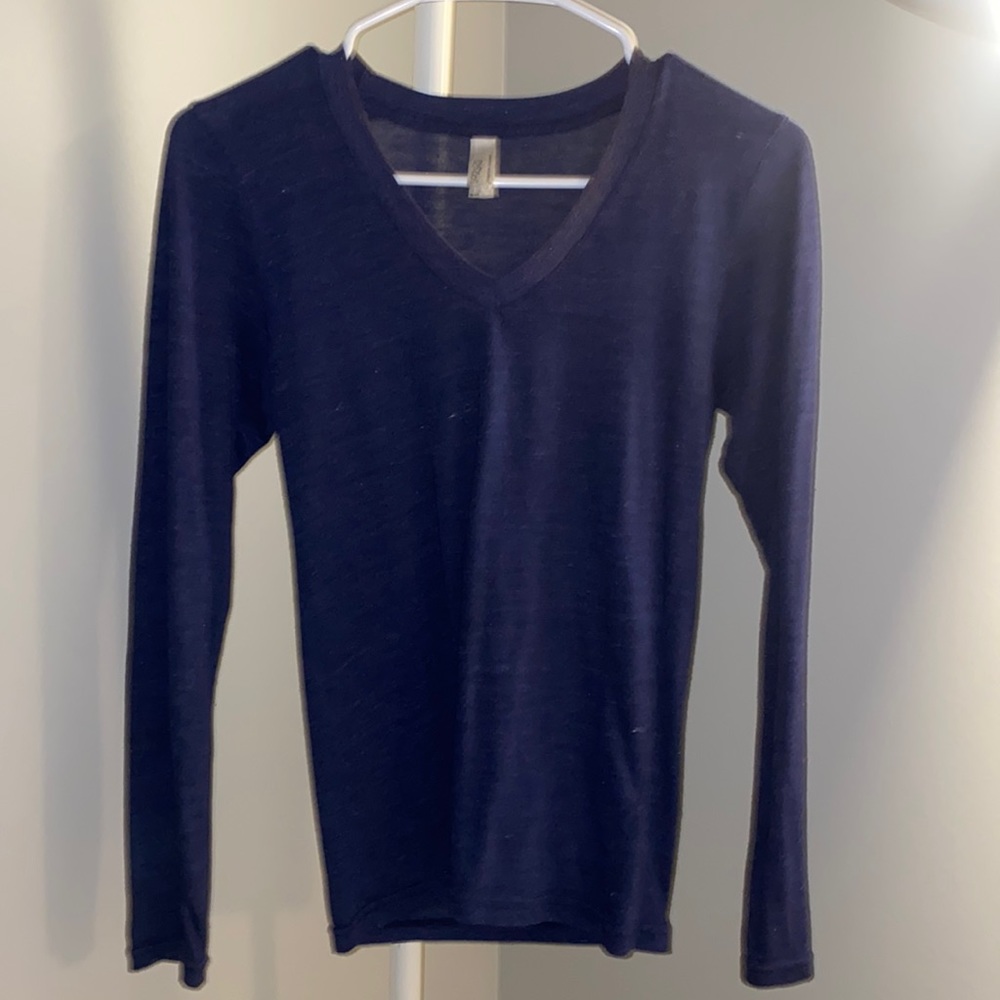 American Apparel XXS Blue Long Sleeve V neck